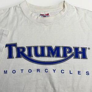 Vintage Triumph Motorcycles Shirt Men Large White England Single Stitch Made USA